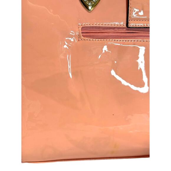 Pink Patent Leather Style Flower Petal Top Handle Handbag, NWT - Picture 7 of 9